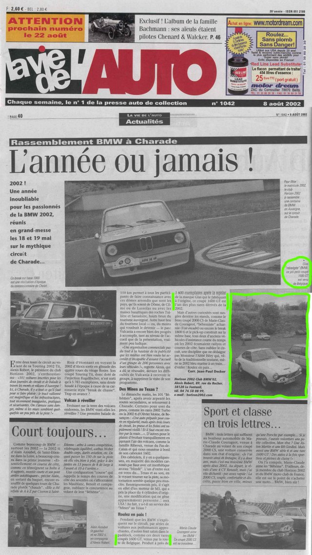 la vie de l'auto 1600GT