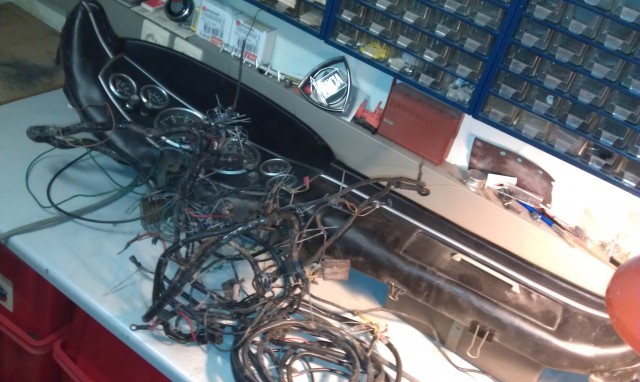 tableau,bord,restauration,colle,cable